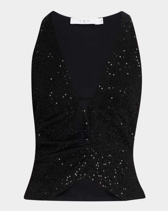 Minnia Sequined V-Neck Top